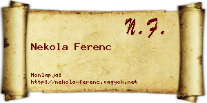 Nekola Ferenc névjegykártya